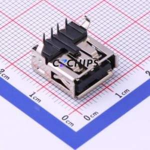 902-131A1021D10100 USB Connector Bent Lead Through Hole Connector Type-A USB 2.0 Female Right Angle Insert - Product Image 1