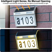 Plaque de numéro de maison solaire personnalisée avec éclairage LED, étanche, pour extérieur, lampe murale pour jardin, cour, décoration paysagère