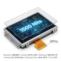 وحدة شاشة TFT LCD مقاس 12.1 بوصة بدقة 1280×800 مع إضاءة خلفية LED، قابلة للقراءة تحت أشعة الشمس، سطوع عالي 1500 شمعة، درجة حرارة تشغيل من -40 إلى +85 درجة مئوية