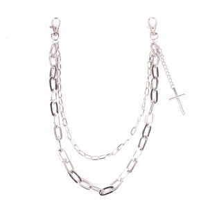 Chaîne de taille croisée Yueli en alliage de zinc blanc K708, style punk, hip-hop, mode décontractée, chaîne de corps, design à double anneau - Product Image 5
