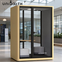 Cabine téléphonique UNIBOOTH robuste en aluminium, insonorisée 30 dB, ignifuge ISO 23351, à montage rapide, pour salle de réunion, usine, exportation mondiale