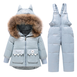 Parka Infantil con Capucha de Piel Auténtica, Overol para Bebés, Ropa de Invierno para Niñas, Abrigo de Dinosaurio para Niños, Traje de Nieve, Chaqueta de Plumón - Product Image 5