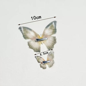 复古雪纺蝴蝶珍珠发夹森林风格甜美女孩派对气质鸭嘴发饰 - Product Image 2