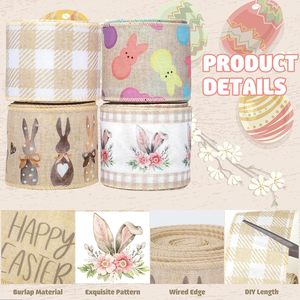 Ruban de décoration de Pâques en polyester de marque VANTUR, fabriqué en Chine (Guangdong), avec impression numérique par sublimation, accessoires pour nœuds de lapin - Product Image 2
