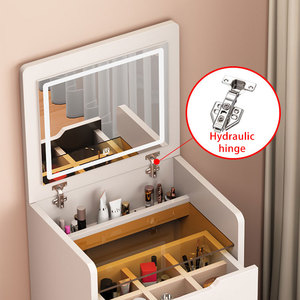 Grands lots blancs bon marché, commode de toilette en bois massif de qualité, coiffeuse de chambre à coucher, table de <span class=keywords><strong>maquillage</strong></span> avec miroir à lumière led - Product Image 6