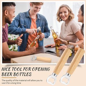 Abridor de botellas de acero inoxidable con mango de madera, paquete de 24, para abrir cerveza, refrescos y licores - Product Image 3