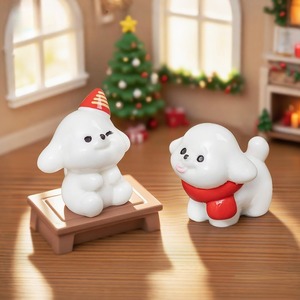 Miniature de paysage en résine peinte à la main, figurine de chien blanc mignon 3D pour <span class=keywords><strong>jardin</strong></span> féerique, décoration animale - Product Image 4