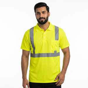 เสื้อโปโลทำงานแบบสะท้อนแสง Hi Viz สำหรับทุกเพศ ผลิตจากโพลีเอสเตอร์ พร้อมแถบสะท้อนแสง มองเห็นได้ชัดเจน บริการ OEM - Product Image 1