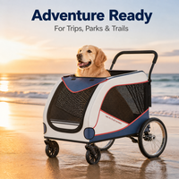 Poussette et chariot pour animaux de compagnie à quatre roues en acier robuste pour animaux de grande taille, chariot pliable portable extra large, capacité de 176 lb