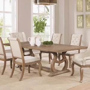 Bộ bàn ăn kiểu Mỹ thiết kế đơn giản, phong cách <span class=keywords><strong>rustic</strong></span>, 6 chỗ ngồi, chất liệu gỗ. - Product Image 3