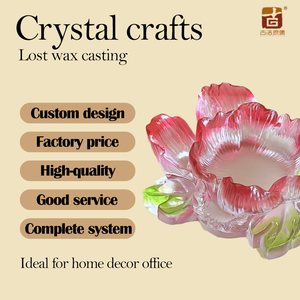 Cristallo di peonia che serve Trio - 3-in-1 artigianato di cristallo per il tè del pomeriggio candela votiva e incenso, tavolo da Dessert di nozze arredamento di lusso - Product Image 4