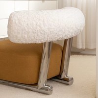 Fauteuil d'appoint Sled Base, style crème, luxe vintage, rembourré en peluche, en polaire Teddy, canapé simple de détente pour salon