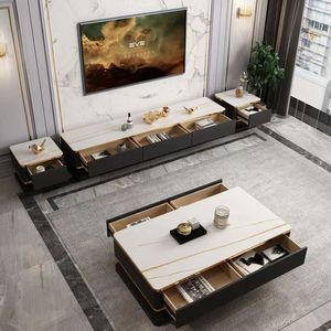 Luce di lusso Cabinet <span class=keywords><strong>TV</strong></span> combinazione <span class=keywords><strong>tavolino</strong></span> piccolo appartamento piatto pietra <span class=keywords><strong>tavolino</strong></span> e <span class=keywords><strong>Tv</strong></span> Set Set marmo - Product Image 1