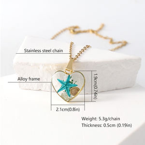 Handmade Jewelry Heart Shape Starfish Charm Pendant <strong>Necklace</strong> <strong>for</strong> Women Resin Beads <strong>Necklace</strong> <strong>for</strong> Travel Souvenir <strong>Best</strong> <strong>Friend</strong> Gift - Product Image 2