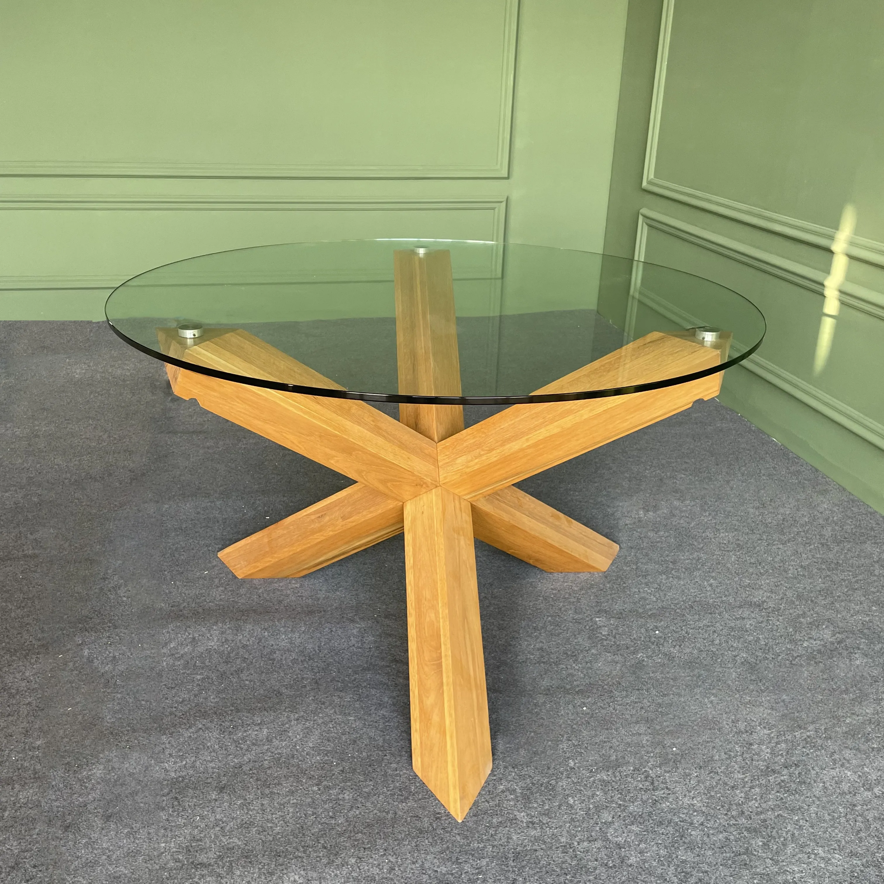 Modern Design Wholesale Dining Room Furniture Tempered Glass Top Tables Cheap High Quality Round glass Dining Table