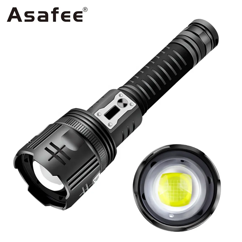 Asafee XHP360 Powerful Flashlight 5000Lumen High Bright Rechargeable Telescopic Zoom 5 Modes Outdoor Adventure Torch Light