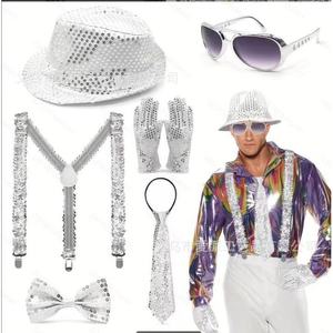 Kit de Sombrero con Lentejuelas para Actuaciones en Escenario para Hombre, Tirantes Amarillos, Corbata, Pajarita, Guantes, Accesorio de Moda para Adultos - Product Image 3