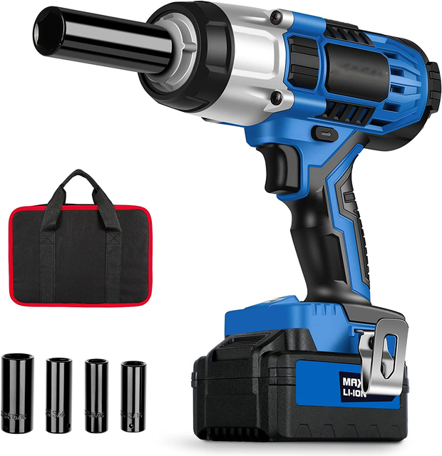 88V Truck Impact Wrench Socket Set 1/2" 1/2 Inch Cordless Sets Electric 220 V Lithium Ion Battery for 500Nm Open End Impact Gun