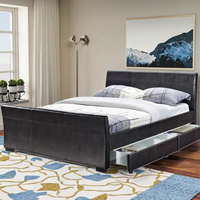 Willsoon Cadre de lit en cuir PU de taille King Size au design moderne avec construction en bois souple et quatre tiroirs pour usage domestique