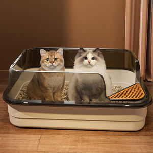 Halbgeschlossene Umweltfreundliche Große Katzenkiste aus Kunststoff, Leicht zu Reinigen, Geruchsbeseitigung, Katzentoilette - Product Image 1