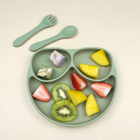 Assiette d'alimentation pour bébé personnalisée avec logo, compatible micro-ondes, assiette en silicone pour la diversification alimentaire des nouveau-nés, ustensile d'alimentation pour bébé