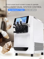 Machine à glaces à la crème glacée molle commerciale à écran tactile intelligent LCD de 10 pouces, 3 saveurs, de table, haute capacité