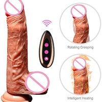 Populaire Godemiché réaliste géant en silicone avec télécommande sans fil et fonction de poussée, Godemiché à harnais anal, Vibrateur Godemiché, Jouets sexuels pour femmes