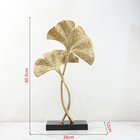 Sculpture géométrique nordique en métal en forme de feuille de Ginkgo, ornement artistique créatif pour salon, entrée, meuble TV, décoration intérieure