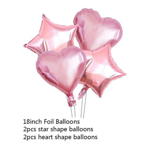 Kit Completo Decorazioni Compleanno <span class=keywords><strong>Oro</strong></span> Rosa, Striscione, Pompon di Carta, Bandierine a Triangolo, Palloncini a Cuore e Stella - Product Image 3