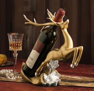 Casiers à vin de table décor à vin pour cuisine Bar décor à la maison résine cerf doré résine porte-vin décoration d'armoire moderne - Product Image 1