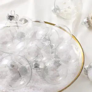 8 cm transparente Kunststoffkugel PET Weihnachtskugel mit bemaltem Ornamen Nachtskugel Weihnachtsdekoration Ornamente