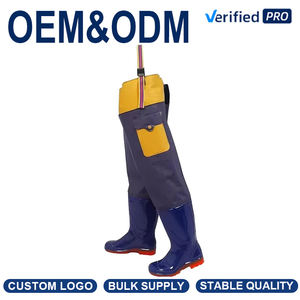 Bottes en PVC bleues pour les aventures en plein air, la <span class=keywords><strong>chasse</strong></span>, la pêche, chaussures de repiquage de riz à semelle souple mi-hautes, unisexe - Product Image 1