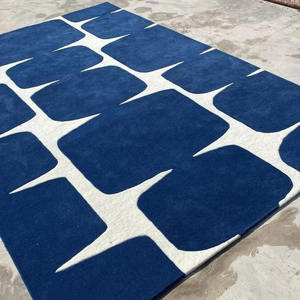 Tapis de luxe moderne à motif géométrique, tufté à la main en laine, lavable, pour salon, chambre, maison et bureau, idéal pour les pique-niques - Product Image 6