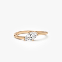 Bague Marquise en Or Vermeil 14 carats avec Diamant, Bijoux en Argent Sterling 925, Vente en Gros de Bagues Fines, Bijoux Permanents