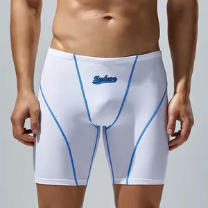 Maillot de bain 2 pièces pour homme <span class=keywords><strong>SEOBEAN</strong></span>, coupe basse, en spandex/nylon, couleur unie, pour l'été - Product Image 4