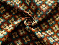 Tissu jacquard floral vintage, tissé, motif rétro à 4 pétales de fleurs, pour manteau, robe, sac, tapisserie, textile de maison pour femmes