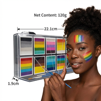 Kit de Peinture Faciale Professionnel pour Enfants et Adultes, Palette de 12 Teintes de 10g, Peinture Faciale Activée par l'Eau, Pinceau et Pochoir
