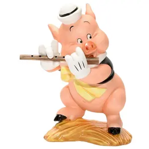 Wholesale custom handmade cartoon classic resin animal three little pigs sculpture statue polyresin fifer pig figurine