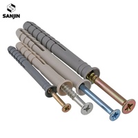 Chevilles d'expansion en plastique nervurées zinguées M6 M8 M10 pour béton, tubes et chevilles murales pour vis autotaraudeuses