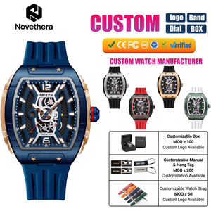 Reloj de pulsera de cuarzo sencillo para hombre, deportivo, a la moda, NI2701, esfera hueca con diseño de esqueleto, caja de aleación, cristal mineral, correa de silicona, resistente al agua 3ATM - Product Image 1