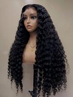 Perruques Lace Front Closure HD 13x4 à Ondulations Profondes Longues Noires Naturelles, Perruque Sans Colle, 100% Cheveux Humains Bruts Vierges Brésiliens pour Femmes