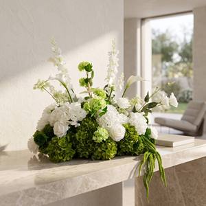 Vente en gros <span class=keywords><strong>de</strong></span> fleurs artificielles réalistes pour allée <span class=keywords><strong>de</strong></span> mariage, décoration florale fraîche, 70-80 cm, fleurs vertes et blanches, <span class=keywords><strong>bouquet</strong></span> pour allée <span class=keywords><strong>de</strong></span> mariage - Product Image 2