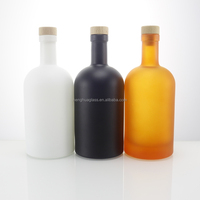 Bouteille en verre d'huile d'olive de style nordique noire mate personnalisée de 500 ml, bouteille en verre de 50 cl pour huile de cuisson, conteneur pour liqueur avec bouchon en bois