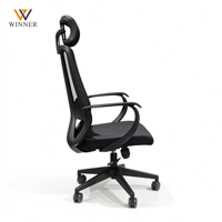 Chaise de bureau ergonomique moderne pivotante à dossier haut en maille, réglable, avec appui-tête fixe et soutien lombaire, idéale pour l'école
