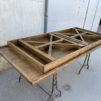Q-83 Vintage Harvest Klappbarer Tisch aus Rohholz, wiederverwerteter Eichenholztisch für Esszimmer und Foyer, prächtiger Bauernhaus-Esstisch für gehobene Mahlzeiten