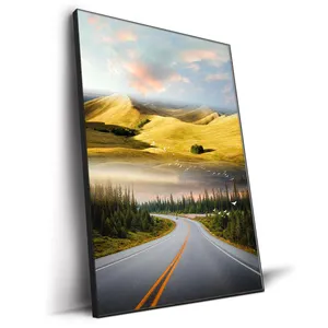 Rollo de lona con imagen de paisaje de carretera, pintura colgante de pared para decoración del hogar