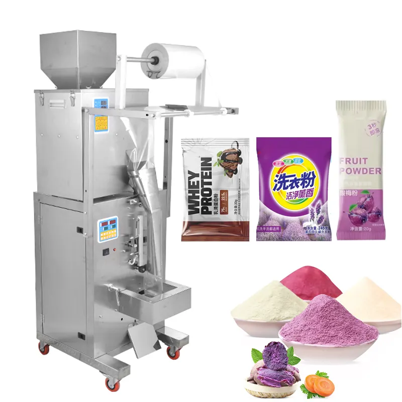 Small Automatic Food Fruit Dry Powder Protein Powder Coffee Chill Pepper Detergent Powder Sachets Packing Packaging Machine 500G