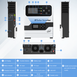 <span class=keywords><strong>Inversor</strong></span> de energía <span class=keywords><strong>solar</strong></span> para el hogar, <span class=keywords><strong>inversor</strong></span> híbrido de onda sinusoidal pura de <span class=keywords><strong>5000w</strong></span>, con <span class=keywords><strong>80A</strong></span> <span class=keywords><strong>mppt</strong></span>, hay que PV1800 VHM 5kw - Product Image 4