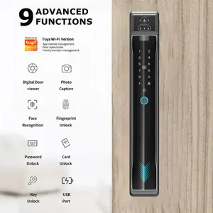 LEZN K50 Most Popular Intelligent Waterproof Face Recognition Smart Door Lock With Surveillance Camera Wifi Wire Automatic S