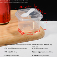 Vaso para Pudín de PP5 de Grado Alimenticio con Tapa y Cuchara, Contenedor Desechable Redondo y Cuadrado para Postres, Gelatina, Yogur y Mousse
